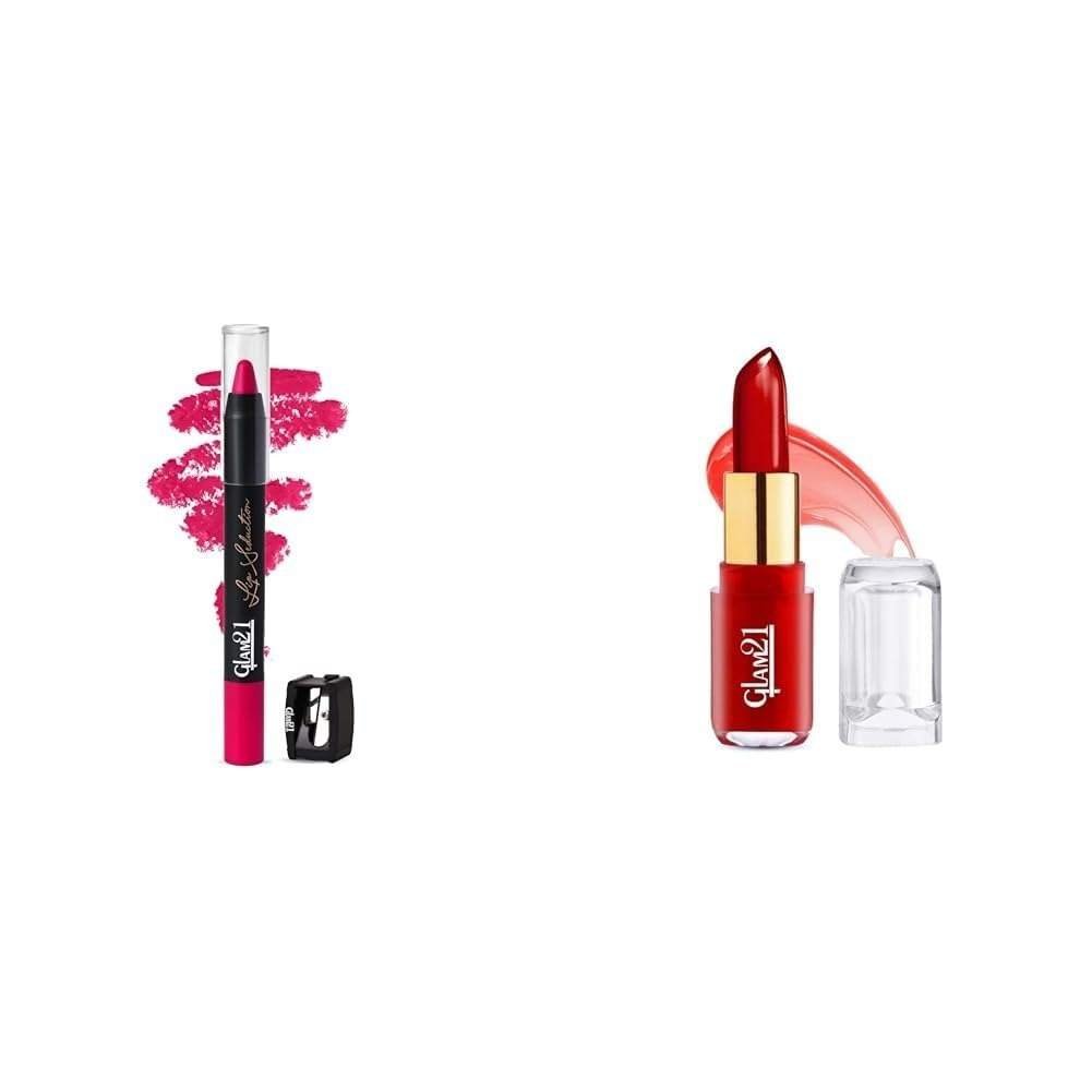 uk41ff5WzZgQL-1-1.jpg Glam 21 Lip Seduction Non- Transfer Crayon Lipstick|Sherbet Pink|07 Jelly Pop fruity gel lipstick| Moisturising Glossy Finish Gives a Natural Colour Lightweight 02- Strawberry Red, 3.5gm - Fast UK Delivery - Image 1