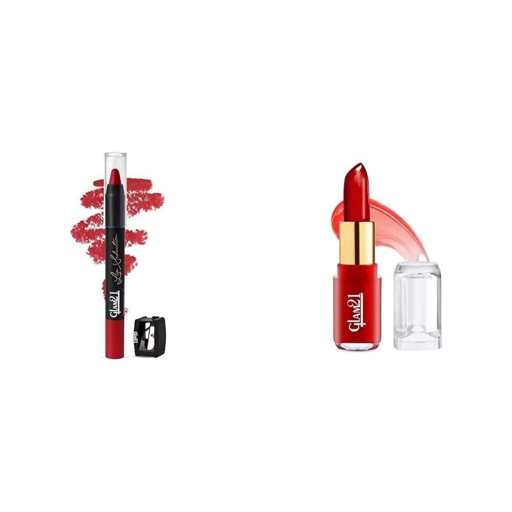 uk41fnAK6TgVL-1-1.jpg Glam 21 Lip Seduction Non- Transfer Crayon Lipstick||Red Obsession|02 Jelly Pop fruity gel lipstick| Moisturising Glossy Finish Gives a Natural Colour Lightweight 02- Strawberry Red, 3.5gm - Fast UK Delivery - Image 1