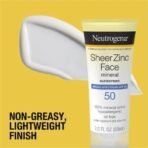Neutrogena Sheer Zinc Oxide Dry-Touch Face Sunscreen with Broad Spectrum SPF 50, Oil-Free, Non-Comedogenic & Non-Greasy Mineral Sunscreen, 2 fl. oz - Fast UK Delivery - Image 6