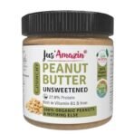 Jus' Amazin Crunchy Organic Peanut Butter - Unsweetened (200g) | 31% Protein | Only 100% Organic Peanuts, No added Sugar/Salt/Emulsifiers/Hydrogenated Fats | Plant Based, Keto | 0% Chemicals - Fast UK Delivery - Image 2