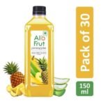 Alo frut Pineapple Fruit Drink with Tasty Aloevera Chunks & Juice | Goodness of Fruits and Aloevera | Ready-to-Serve Fruit - 150 ml (Pack of 30) - Fast UK Delivery - Image 3