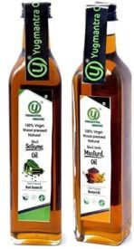 Yugmantra Organic Foods Wood Pressed Black Sesame Oil Edible Gingelly Cooking Oil & Black Mustard Oil 500 Ml x 2 - Fast UK Delivery