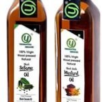 Yugmantra Organic Foods Wood Pressed Black Sesame Oil Edible Gingelly Cooking Oil & Black Mustard Oil 500 Ml x 2 - Fast UK Delivery