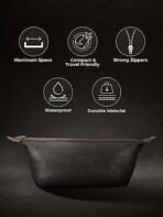 Beardo Travel Pouch for Accessories|Stylish Toiletry Organizer Kit for Men & Women||Vegan Leather Waterproof Cosmetic Bag for Travel Essentials, 22 x 15.4 x 15.4 Centimeters, Black - Fast UK Delivery - Image 4