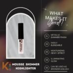 KINDED Mousse Shimmer Highlighter Illuminator Liquid Multipurpose Bronzer Blush Chrome Metallic Eye Shadow for Face Makeup Shine Glow Beauty (Creamy Finish, Pink Paradise Shade, 3 ml) - Fast UK Delivery - Image 5