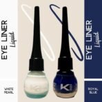 KINDED Eye Liner Liquid Waterproof Smudgeproof Longlasting Insta Bold Look Intense Colour Pigments Quick Drying Eyeliner Combo (5 ml each, Matte Finish, Royal Blue & White Pearl) - Fast UK Delivery - Image 4