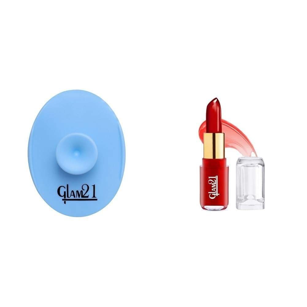 uk41ipKyenv1L-1-1.jpg Glam 21 Silicone Face Cleanser Scrubber (Small) Jelly Pop fruity gel lipstick| Moisturising Glossy Finish Gives a Natural Colour Lightweight 02- Strawberry Red, 3.5gm - Fast UK Delivery - Image 1