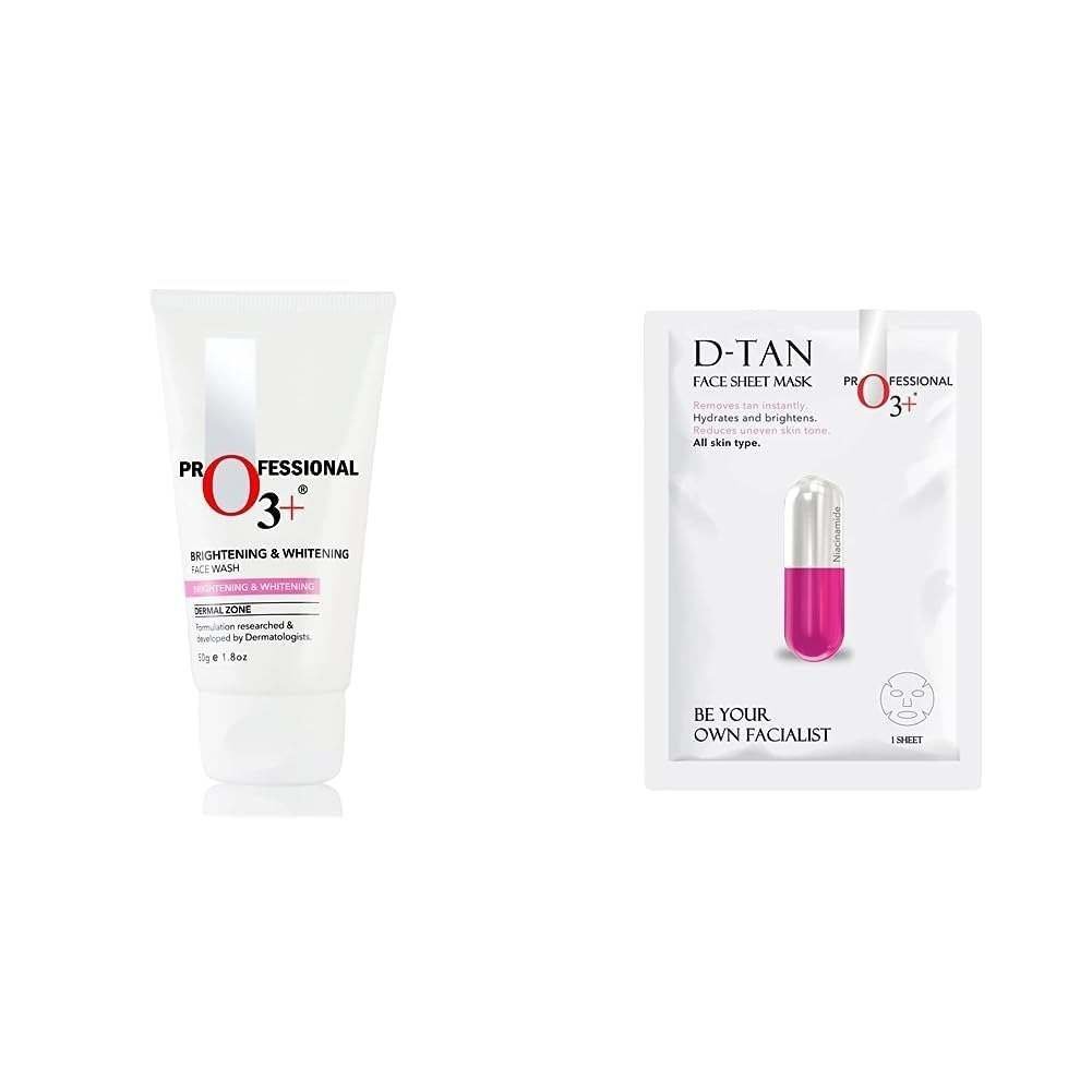 uk41iwOQATV2L-1-1.jpg O3+ Brightening and Whitening Face Wash, 50g & O3+ Facialist Dtan Face Sheet Mask (30g) Combo - Fast UK Delivery - Image 1