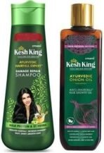 Kesh King Ayurvedic Damage Repair Shampoo 340Ml & Ayurvedic Onion Hair Oil 100Ml - Fast UK Delivery