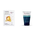 O3+ Facialist Vitamin C Cellulose sheet Mask (30g) & O3+ ALPHA MEN Acno D-TAN Scrub With Hyaluronic & Mint 50g - Detan Scrub for TAN removal Combo - Fast UK Delivery