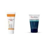 O3+ Vitamin C Face Wash Glow For Daily Brightening & Gentle Cleansing 60g & O3+ ALPHA MEN Acno D-TAN Scrub With Hyaluronic & Mint 50g - Detan Scrub for TAN removal Combo - Fast UK Delivery