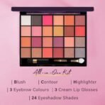 Hilary Rhoda The Collective Face Palette | 3 Cream Lip glosses | 3 Eyebrow Colours | Highlighter | Contour & Blush | 24 Eyeshadow | Highly Pigmented Face Palette | Blends Easily | 55g (Multi-2) - Fast UK Delivery - Image 5