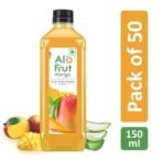 Alo frut Mango Fruit Drink with Tasty Aloevera Chunks & Juice | Goodness of Mango and Aloevera | Ready-to-Serve Fruit Juice - 150 ml (Pack of 50) - Fast UK Delivery - Image 3