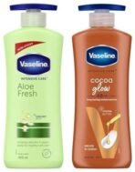 Vaseline Intensive Care Aloe Fresh Hydrating Body Lotion 400 ml, Daily Moisturizer for Dry Skin, Gives Non-Greasy, Glowing Skin - & Vaseline Intensive Care Cocoa Glow Body Lotion, 400 ml - Fast UK Delivery - Image 2