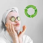 Just Herbs Sheet Mask Glowing Skin Serum Masks, 20g (Green Tea, Mint, Cucumber) - Fast UK Delivery - Image 5