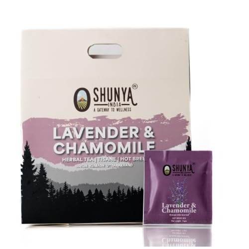 uk41lhJMnHQVL-1.jpg Shunya India Lavender and Chamomile Tea Tisane (20 Tea Bags, 3g Each) - Herbal Infusion Flower Tea, Natural Relaxation, Calming and Caffeine-Free Hot Brew - Fast UK Delivery - Image 1