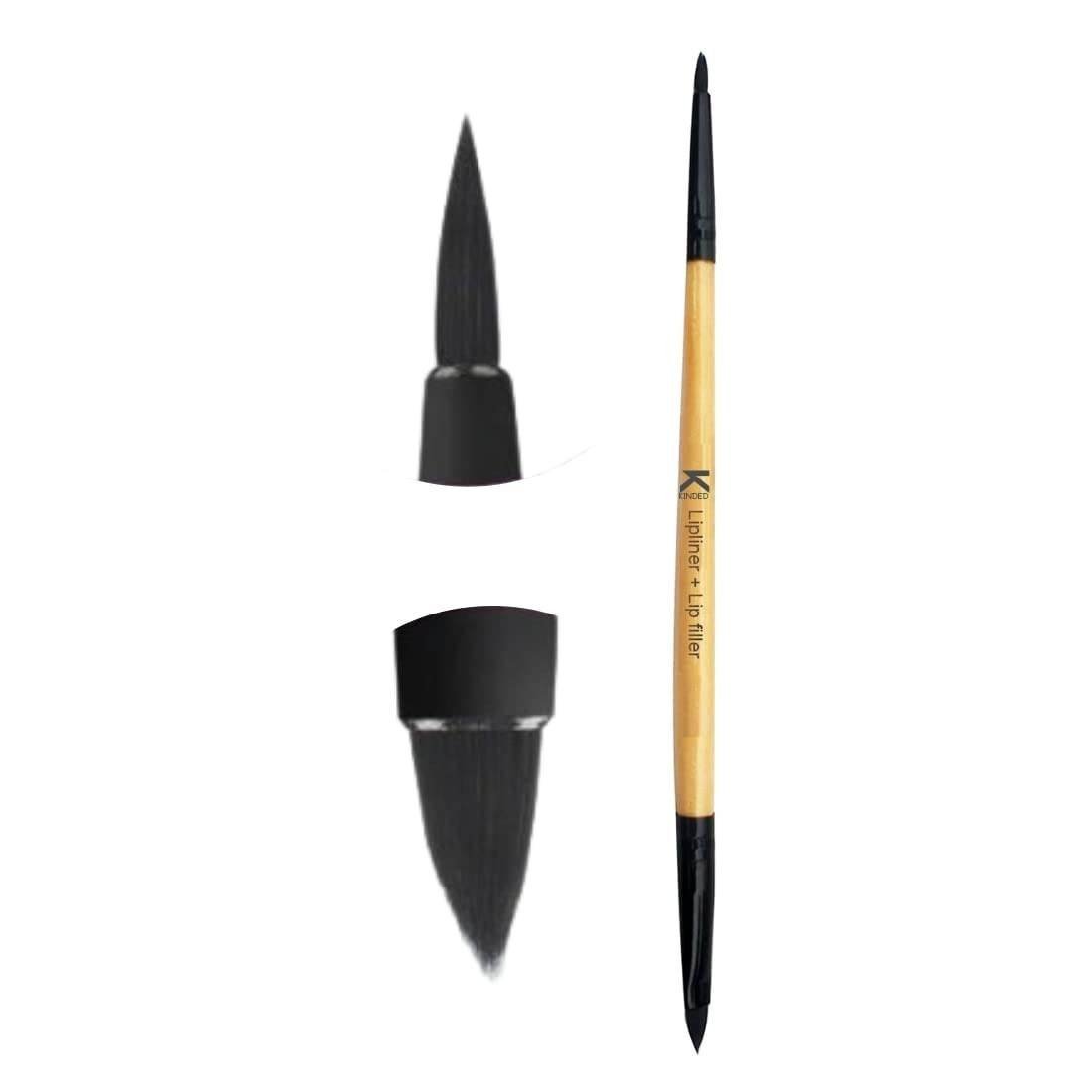 uk41mwupR2M5L-1-1.jpg KINDED Lip Liner and Lip Filler Double Sided 2 in 1 Lipstick Gloss Applicator Brush Professional Series for Makeup with Smooth Soft Synthetic Bristles Anti Rust Aluminium Ferrule Wooden Handle Grip - Fast UK Delivery - Image 1