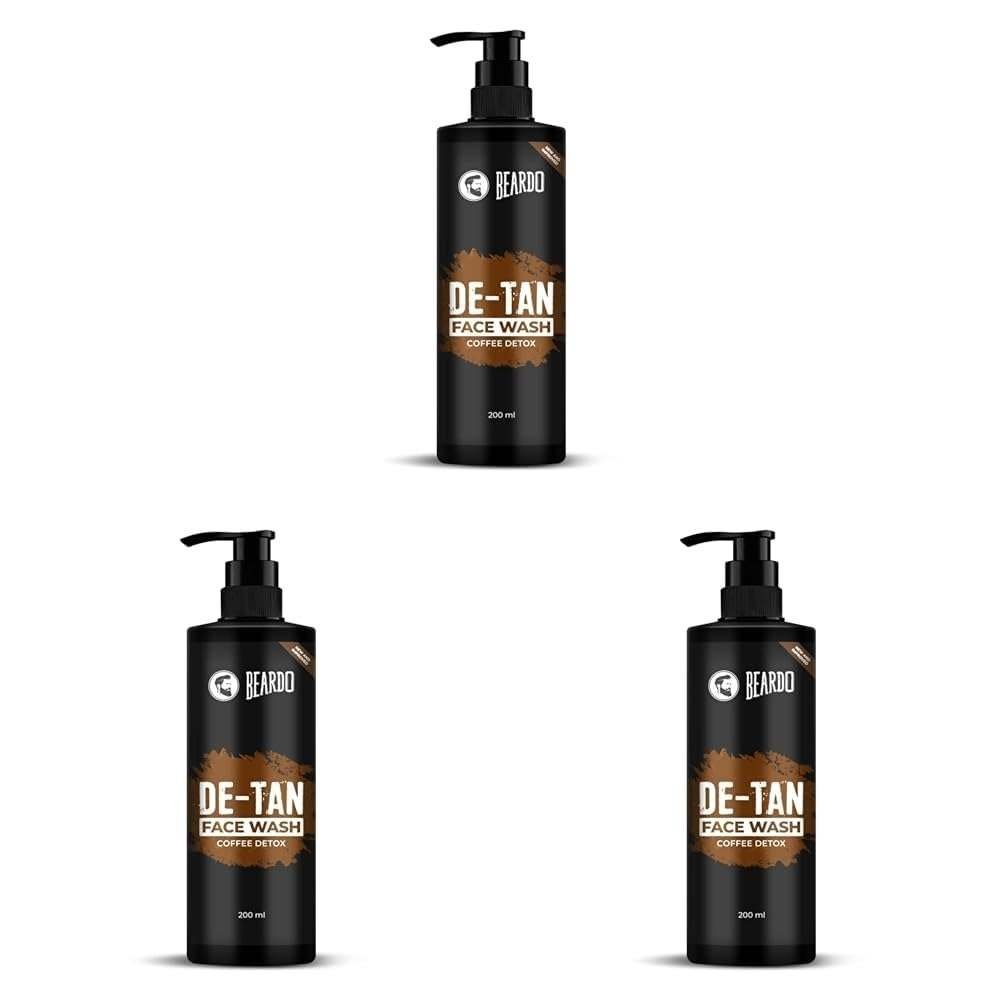 uk41nnWuBiukL-1-1.jpg BEARDO DeTan Face Wash for Men, 200ml | Coffee Facewash, Aloe Vera, Vitamin E | Helps to Reduce Tan | Exfoliates & Hydrates for Smooth & Oil Free Skin (Pack of 3) - Fast UK Delivery - Image 1