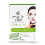 Ayouthveda Anti-acne Face Serum Sheet Mask for Oil Acne-prone Skin,Glowing Skin, Paraben-free Fights Dark Spots | Hydrates & nourishes skin, Brightens skin tone, Better Skin Texture (Pack of 12, 20g each) - Fast UK Delivery - Image 2