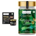 Kapiva Himalayan Shilajeet Resin, 20g-Performance Booster & Kapiva Ashwagandha Gold Capsules, 183rd day harvested Potent Nagori Ashwagandha With Gold, (60 Capsules) - Fast UK Delivery - Image 2
