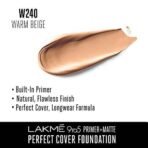 LAKME 9To5 Primer + Matte Perfect Cover Liquid Foundation for combination Skin,Buildable, W240 Warm Beige, 25 Ml And Lakme Insta Eye Liner, Black, 9Ml - Fast UK Delivery - Image 5