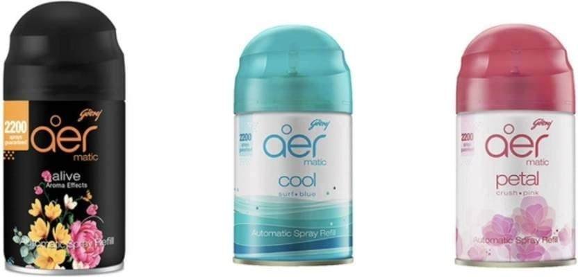 uk41osnjDeGyL-1-1.jpg Godrej Aer Matic Refill Petal Crush Pink, Alive, Cool Surf Blue 225 ml - Fast UK Delivery - Image 1