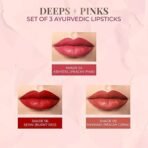 Just Herbs Ayurvedic Creamy Matte Half-Size Lipstick Kit - Peachy Pink Coral & 1.8gm x 3 - Fast UK Delivery - Image 4