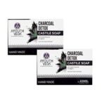 Ayouthveda Charcoal Detox Soap | A Powerful Blend of CharcoalJaggery & Five Nourishing Oils | Handmade Castile Soap Without Any Harsh Chemical | For Clear & Dirt Free Skin (Pack Of 2-110g each) - Fast UK Delivery - Image 2