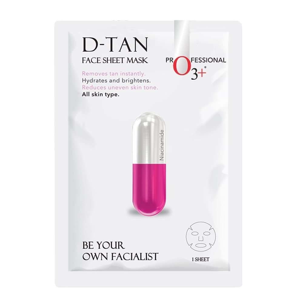 uk41qL-t9lOWS-1-1.jpg O3+ Facialist D-TAN Face Sheet Mask with Niacinamide for Hydrating & Glowing Skin| Reduces Dark Spots, Acne Scars, and Uneven Skin Tone (30g) - All Skin Types - Fast UK Delivery - Image 1