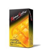KamaSutra Mango Pleasure Flavored Condoms, Fun of Flavors for Men & Women, Dotted for Extra Stimulation, Clear, 10 Count - Fast UK Delivery - Image 2