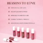 Just Herbs Ayurvedic Liquid Matte Lipstick Kit Set Of 5 With Long Lasting, Hydrating & Lightweight Lip Colour, Brights & Pinks - Paraben & Silicon Free - 5 Ml - Fast UK Delivery - Image 5