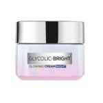 L'Oreal Paris Glycolic Bright Glowing Night Cream, Overnight Brightening Cream, Glycolic Acid in Gel-Like Cream Texture, that Visbily Minimizes Spots & Reveals Glowing skin, 50ml - Fast UK Delivery