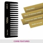 Vega Large Shampoo Hair Comb,Handmade, (India's No.1* Hair Comb Brand)For Men and Women, Black, (HMBC-406) - Fast UK Delivery - Image 5
