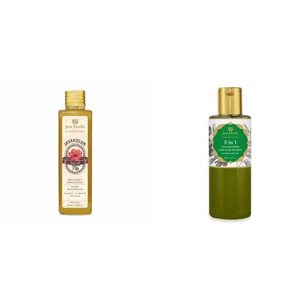 uk41rKGXCEAkL-1.jpg Just Herbs Javakusum Hair Oil, 100ml+Just Herbs 8 in 1 Root Nourishing Amla Neem Shampoo, 200ml - Fast UK Delivery - Image 1