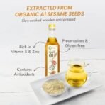 Nutriorg Cold Pressed 100% Organic White Sesame/Gingelly Oil 500 ml | for Cooking Essential Purpose | Natural Filtration for Nutrient Retention | Can be Used Hair & Skin - Fast UK Delivery - Image 4