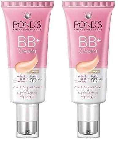 uk41rjJOteykL-1-1.jpg POND'S BB+ Cream, Instant Spot Coverage + Light Make-up Glow, Ivory 30g (Pack of 2) - Fast UK Delivery - Image 1