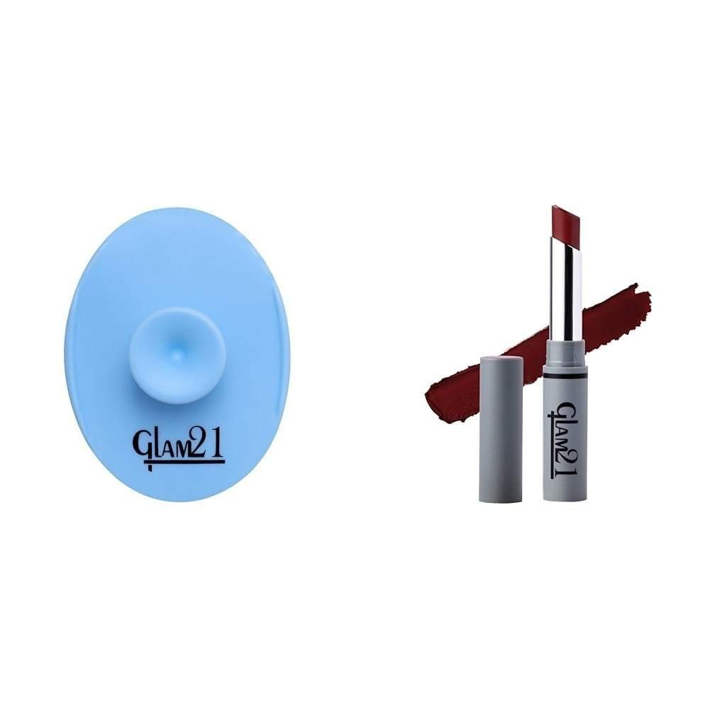 uk41sLznbPrIL-1-1.jpg Glam 21 Silicone Face Cleanser Scrubber (Small) Long Lasting Non-Transfer Lipstick|Creamy Matte Formula - 2.8gm Nude Hue-27 - Fast UK Delivery - Image 1
