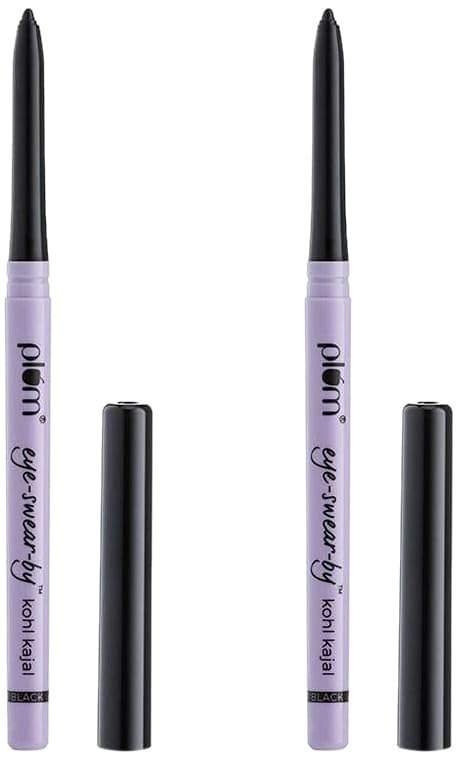 uk41so64alIL-1.jpg Plum Eye-Swear-By Kohl Kajal | Deep Black Kajal Pencil | Matte Finish | Smudge Proof & Waterproof | Makeup 0.35g (Pack of 2) - Fast UK Delivery - Image 1