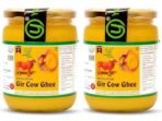 Yugmantra Organic Foods 100% Pure Natural Desi Gir Cow Ghee (500 ml x 2 = 1 litre) in Glass Bottle Prepared from A2 Milk Bilona Method-Immunity Superfood Helps Reduces Joint - Fast UK Delivery