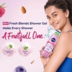 Nivea Fresh Blends Raspberry with Natural Fruit Extracts, Vegan Body wash, Fruity Shower Gel for Women with Blueberry and Almond Milk, 300ml - Fast UK Delivery - Image 5