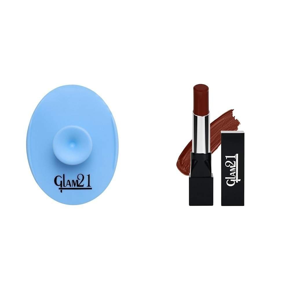 uk41ttjui3ZJL-1-1.jpg Glam 21 Silicone Face Cleanser Scrubber (Small) Ultra Velvet Lipstick Long-lasting stay on lips Lovely matte finish 2.5gm Hazel Nut-22 - Fast UK Delivery - Image 1