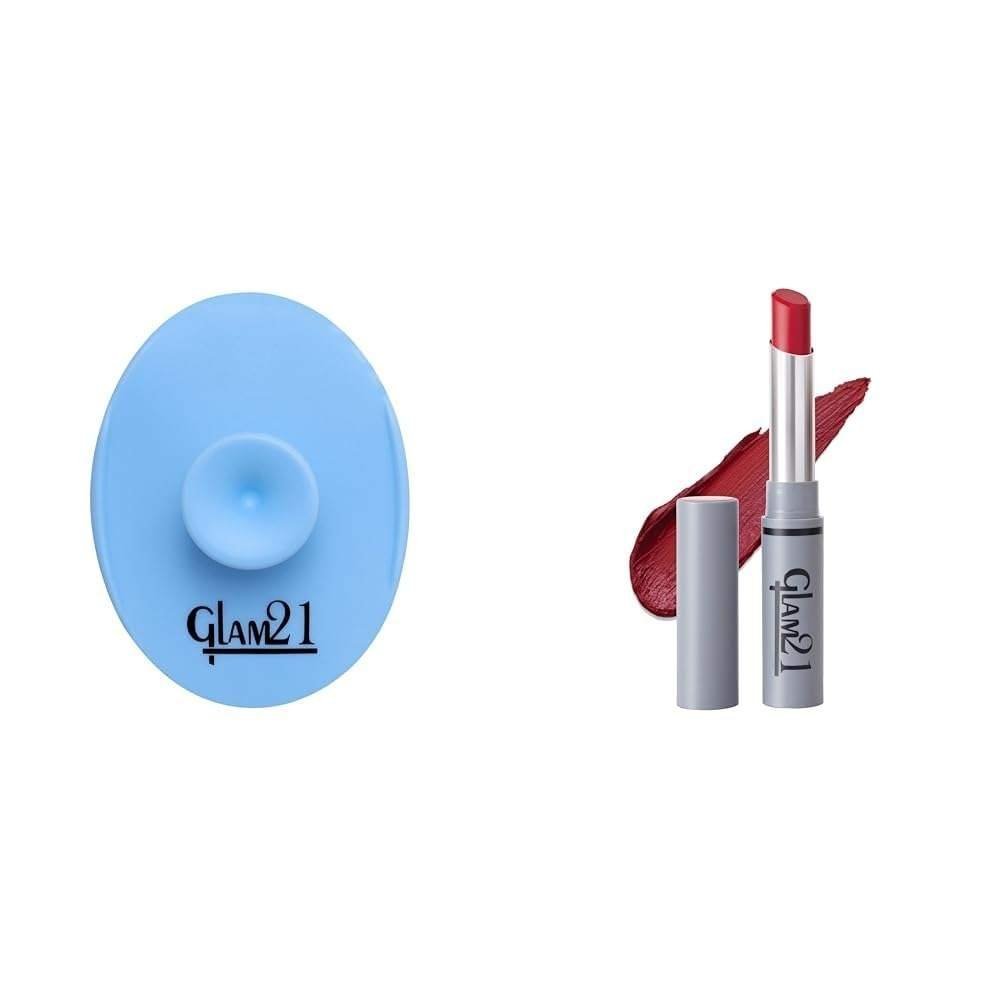 uk41u7eCMe98L-1-1.jpg Glam 21 Silicone Face Cleanser Scrubber (Small) Long Lasting Non-Transfer Lipstick|Creamy Matte Formula - 2.8gm|Red Power-02 - Fast UK Delivery - Image 1