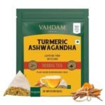 VAHDAM, Turmeric Ashwagandha Herbal Tea Bags (50 Count) 100% Pure Herbal Blend - Turmeric, Ashwagandha, Lemongrass, Black Pepper & Licorice | Resealable Ziplock Pouch - Fast UK Delivery - Image 2