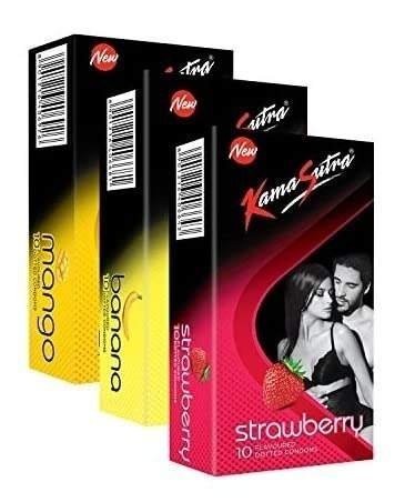 uk41wHwM8p1KL-1-1.jpg KamaSutra Mango + Banana + Strawberry Flavoured Condoms for Men | Tempting Flavours with Dotted Texture | Made with Natural Rubber Latex | Excite/Flavour Series | Pack of 3-12 Flavoured Condoms Each - Fast UK Delivery - Image 1