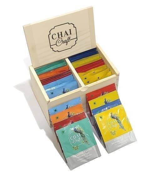 uk41wUJ5VLMGL-1-1.jpg Chai craft 8 Flavors of Tea Wooden Gift Box. relievers stress and weight management improves digestion, improves immunity and physical performance 40 bags - Fast UK Delivery - Image 1
