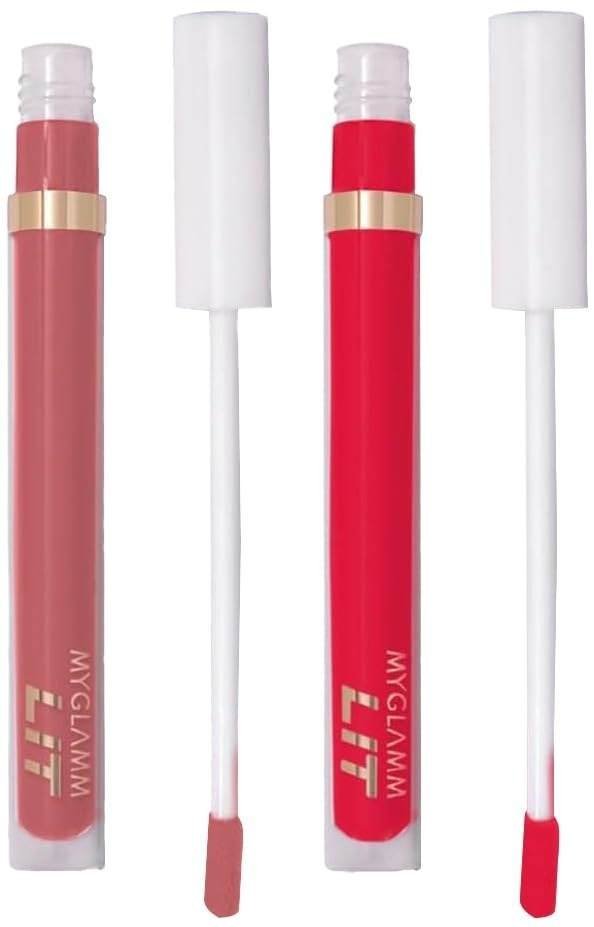 uk41wlPzczSdL-1-1.jpg MyGlamm LIT Liquid Matte Lipstick-Watermelon Sugar (Red)-3 ml & MyGlamm LIT Liquid Matte Lipstick-Cupcakey (Brown & Nudes)-3 ml - Fast UK Delivery - Image 1