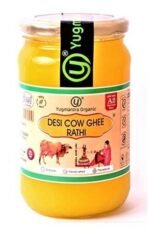 Yugmantra Organic Foods 100% Pure Natural Desi Rathi Cow Ghee - Prepared from A2 Milk Bilona Method-Immunity Superfood (650 ml Glass Bottle) - Fast UK Delivery