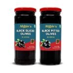 Abbie's Black Sliced Olives (450 g) + Black Pitted Olives (450 g), Pack of 1 Each, for Authentic Taste in Cooking, Snacking, Pizzas toppings or Italian Pastas Ingredient - Fast UK Delivery - Image 2