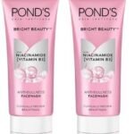POND's Bright Beauty Anti-Dullness & Brightening Facewash With Niacinamide | For Glass-Skin Like Shine And With 4X Visibly Brighter Skin, 100Gm (Pack of 2) - Fast UK Delivery