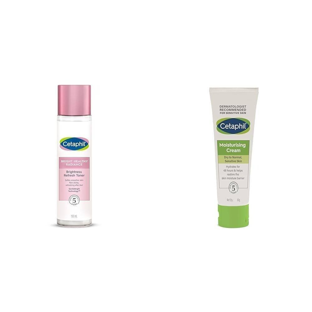 uk41ySPWaIKZL-1-1.jpg Cetaphil Bright Healthy Niacinamide Vitamin B3 Sea Daffodil Extract Radiance Refresh Toner Cream, White, Pack of 150 ml Moisturising Cream for Face & Body, Dry to Normal skin, 80 gm - Fast UK Delivery - Image 1